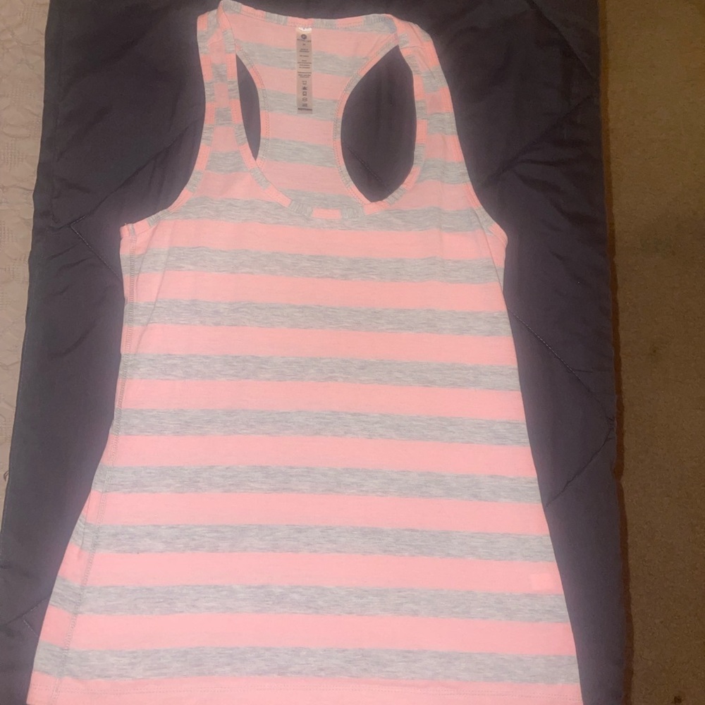 Active Life pink grey Stripped Racerback Tank